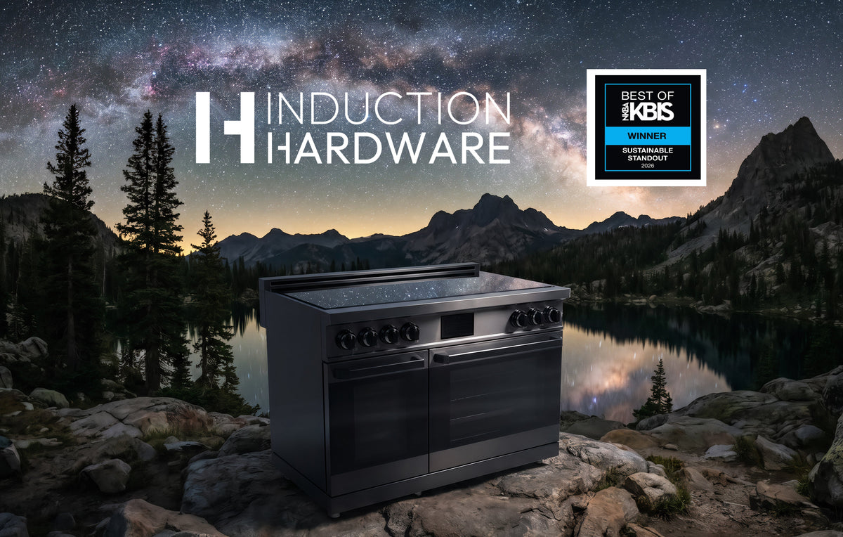 Induction Hardware 48-inch Luxury Series induction range with Best of KBIS 2026 badge
