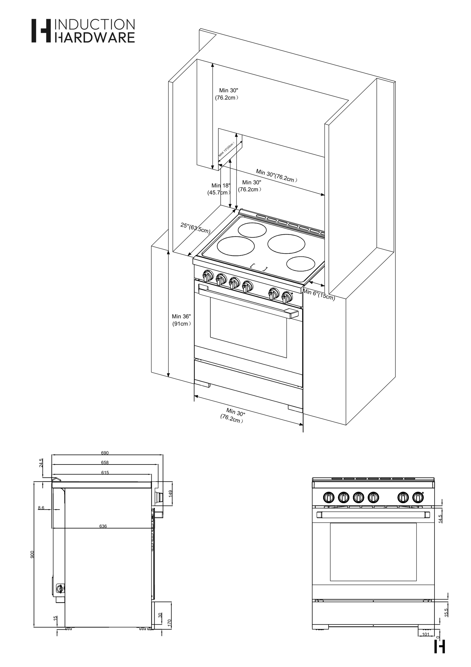 Cutout dimensions diagram