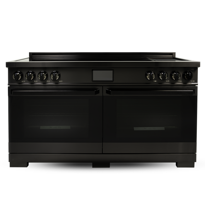 60″ Luxury Series Induction Range with Built-in Professional Griddle – Black Stainless Steel