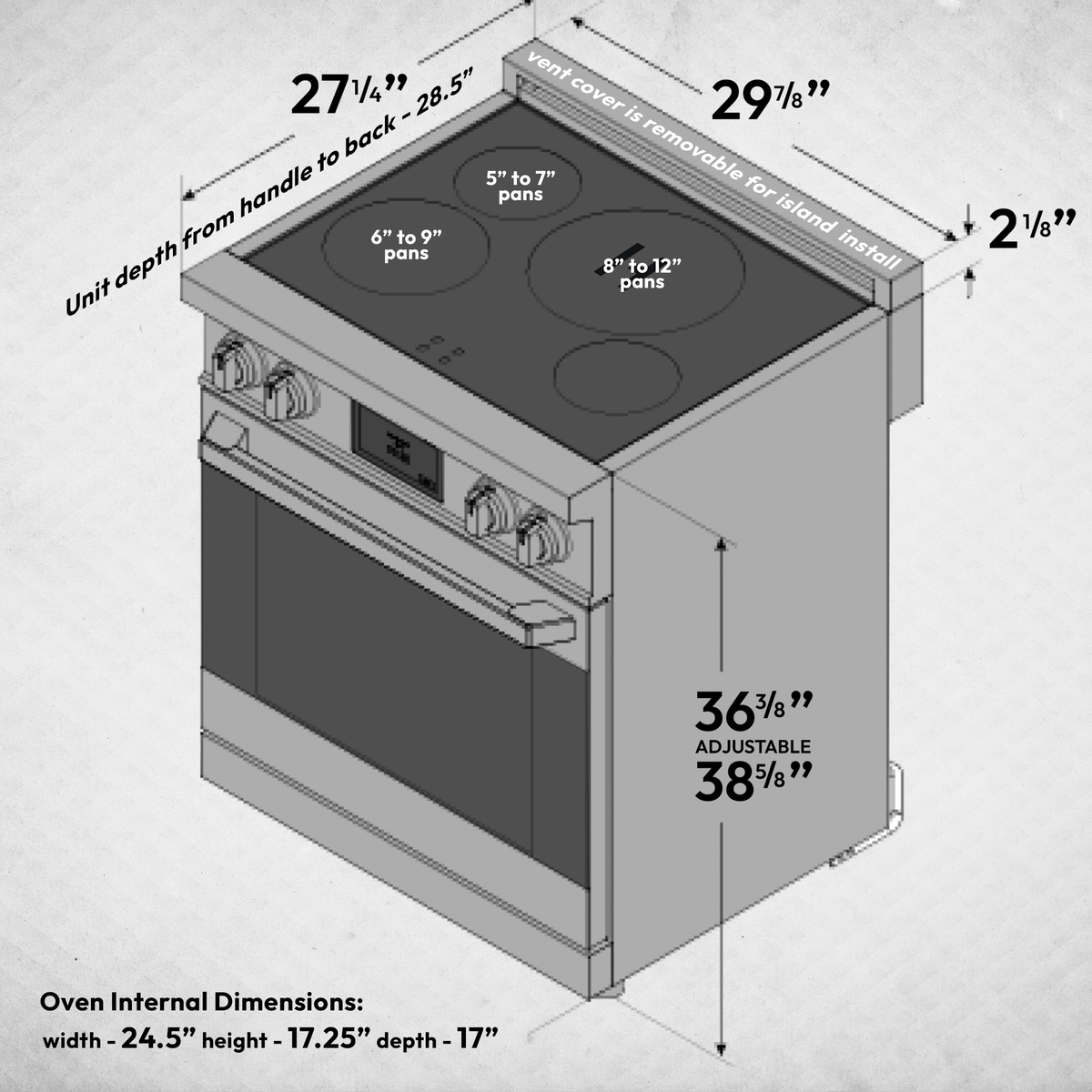 30″ Luxury Series Induction Range – Black Stainless