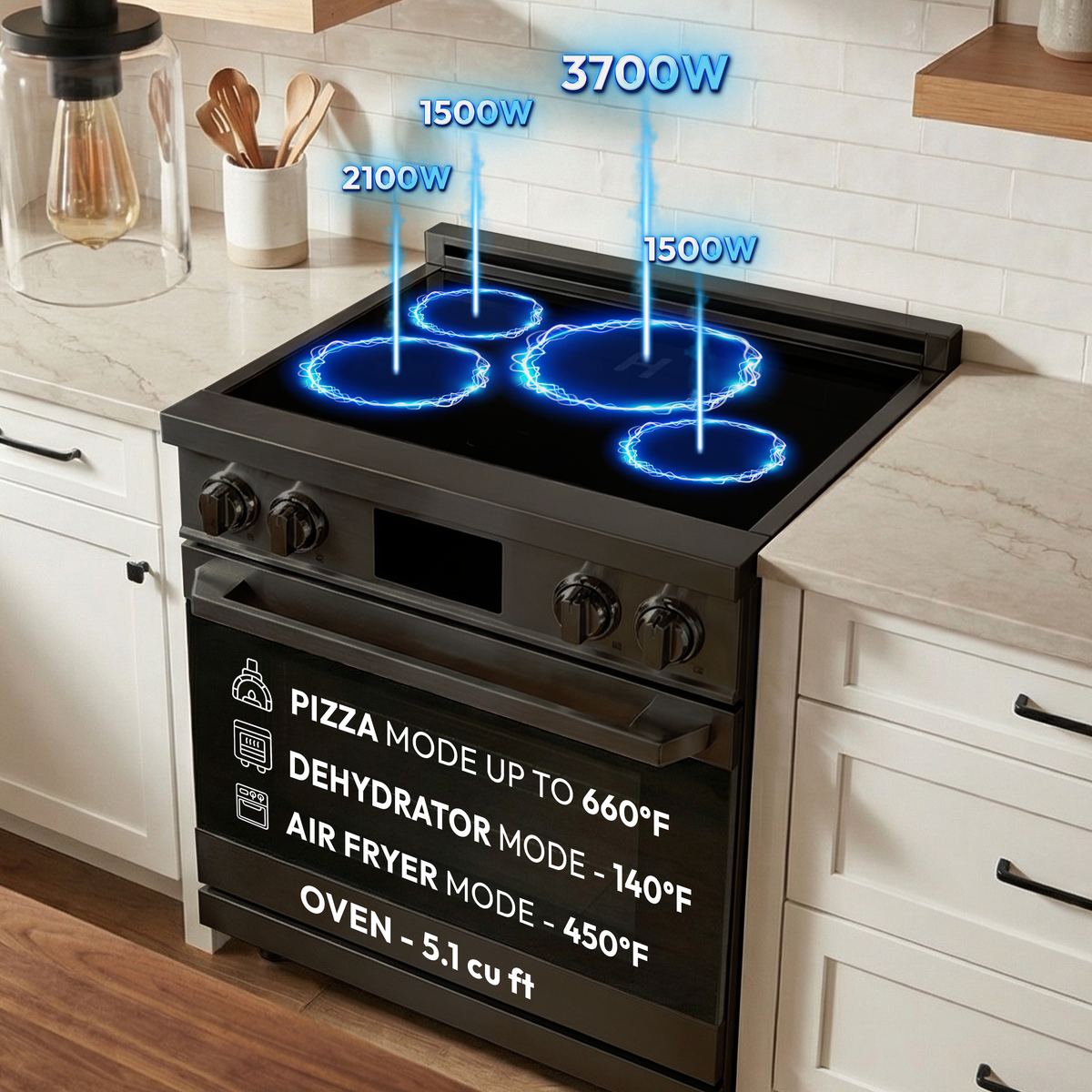 30″ Luxury Series Induction Range – Black Stainless