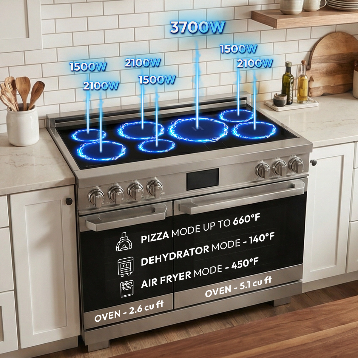 48″ Luxury Series Induction Range – Stainless Steel
