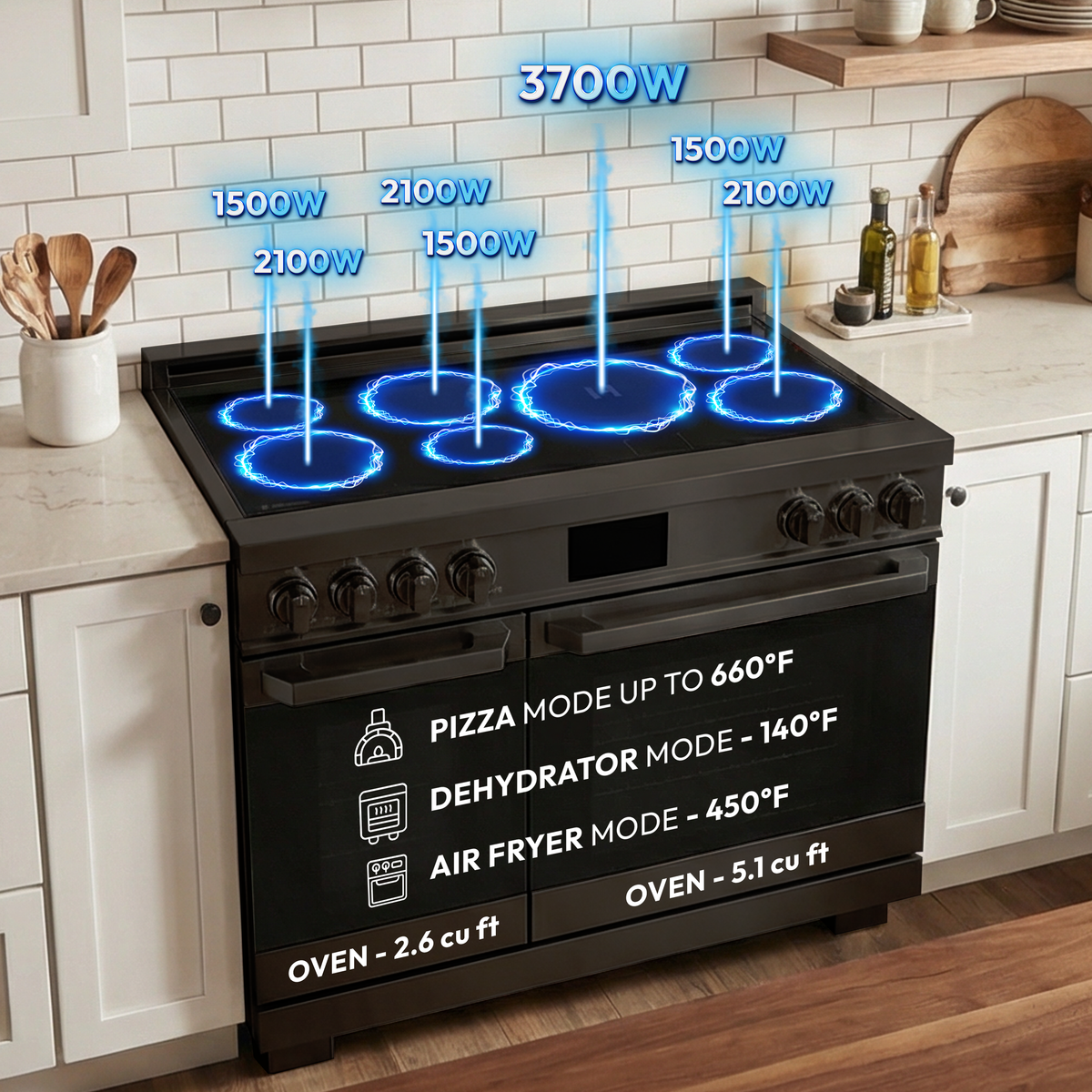 48″ Luxury Series Induction Range – Black Stainless