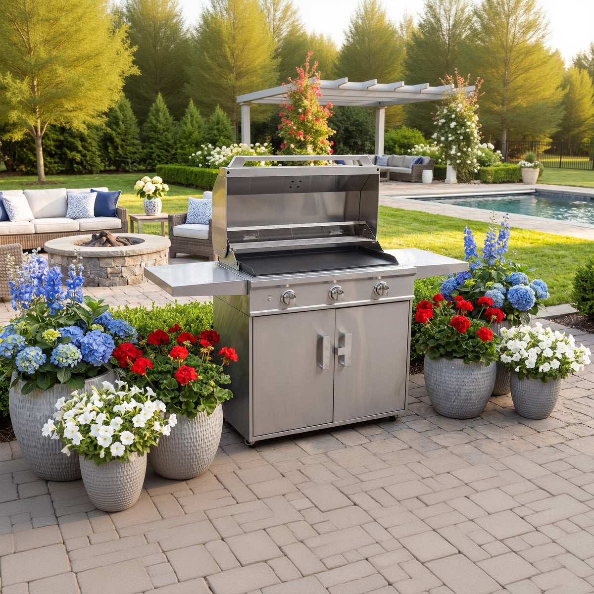 36" Outdoor Built-In Induction Griddle with Cart