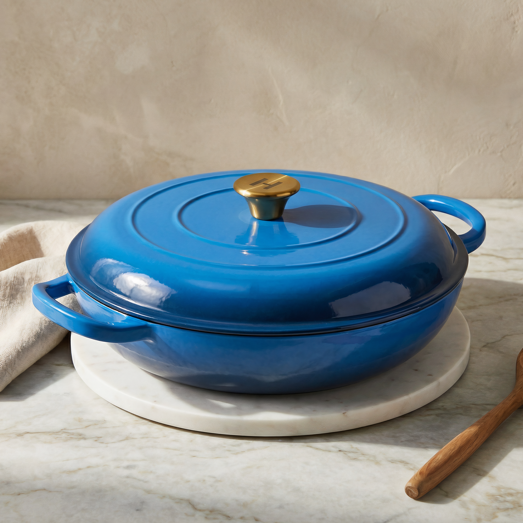Alpha Enamel Collection 12” Cast Iron Braiser - Tahoe Blue