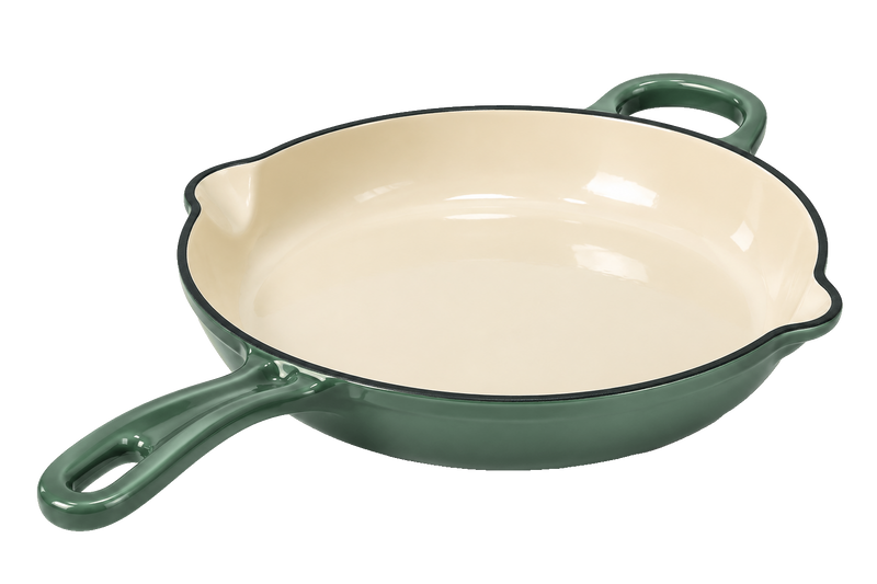 Alpha Enamel Collection 10” Cast Iron Skillet - Sierra Sage Green