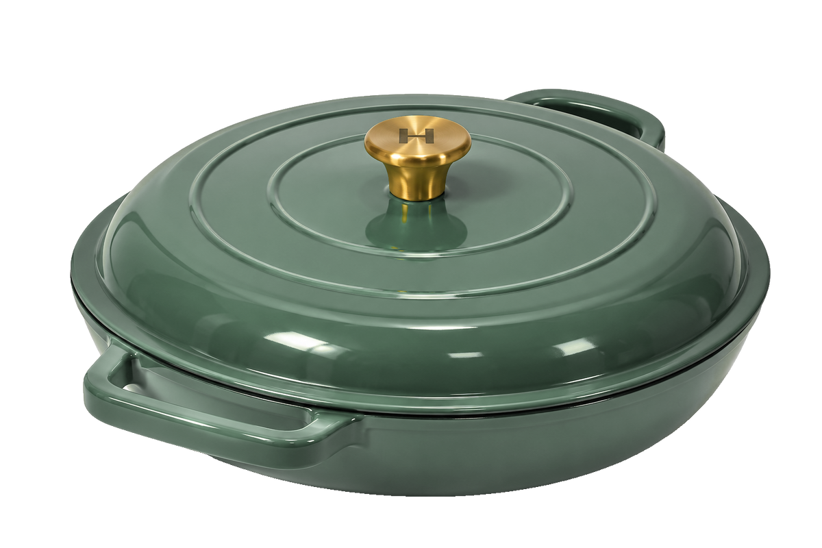 12 Inch Cast Iron Braiser, Sierra Sage green | Induction Hardware