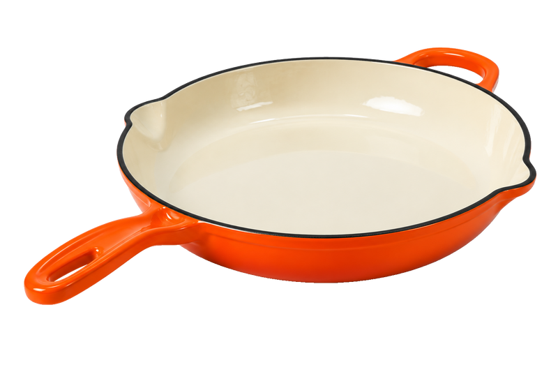 Alpha Enamel Collection 10” Cast Iron Skillet - Hawaiian Sunset Orange