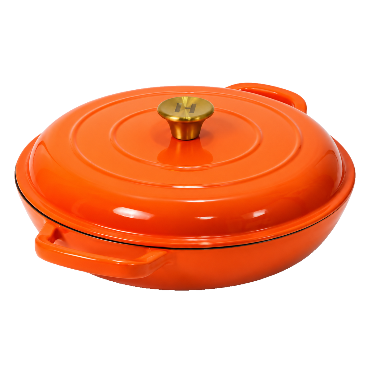 12 Inch Cast Iron Braiser, Hawaiian Sunset orange | Induction Hardware