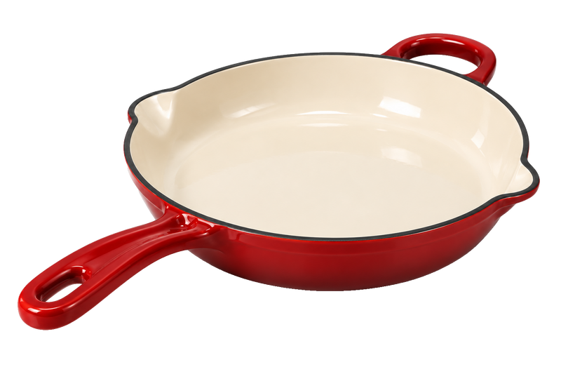 Alpha Enamel Collection 10” Cast Iron Skillet - Burnt Cedar Red