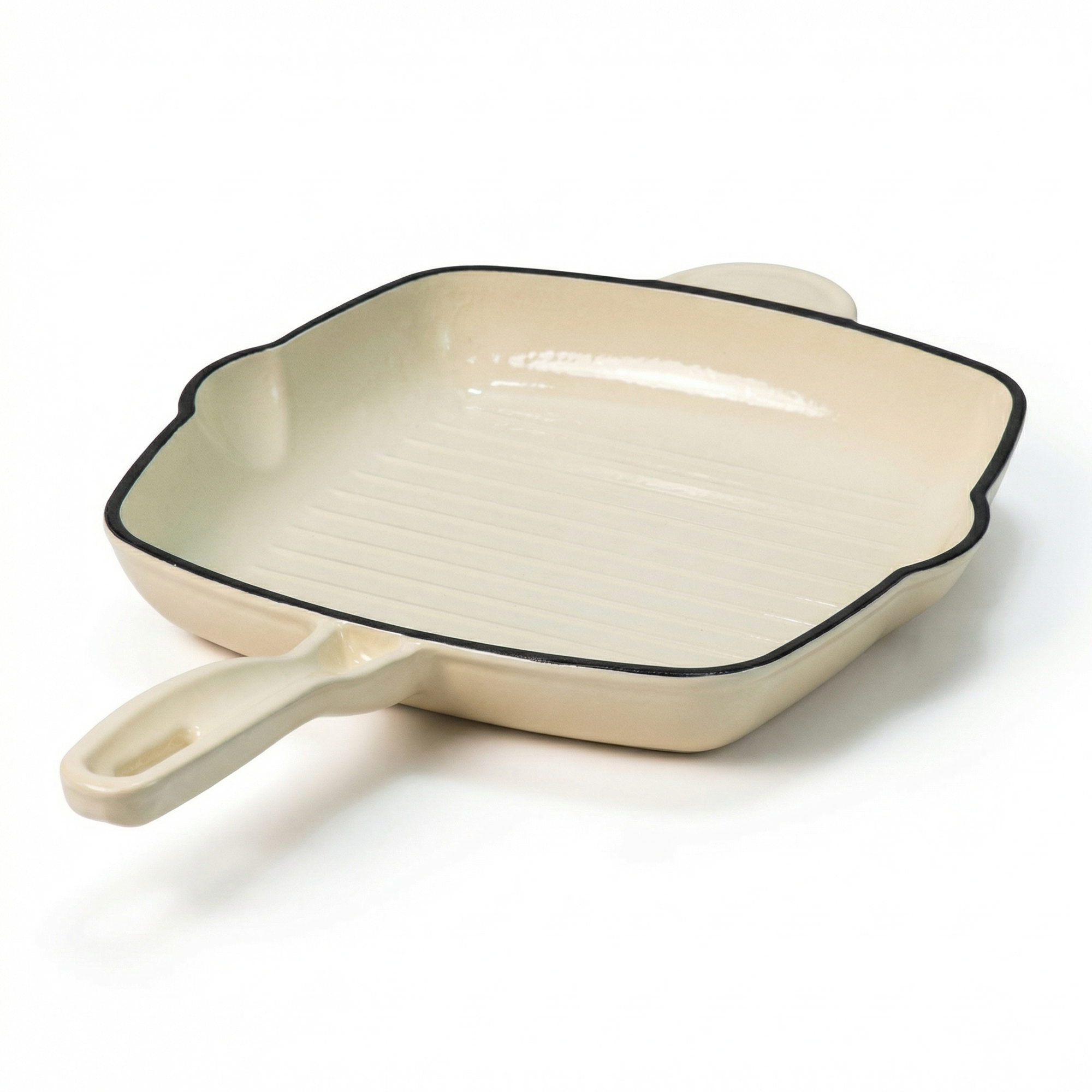 Alpha Enamel Collection 10” Cast Iron Grill Pan - Stratus White