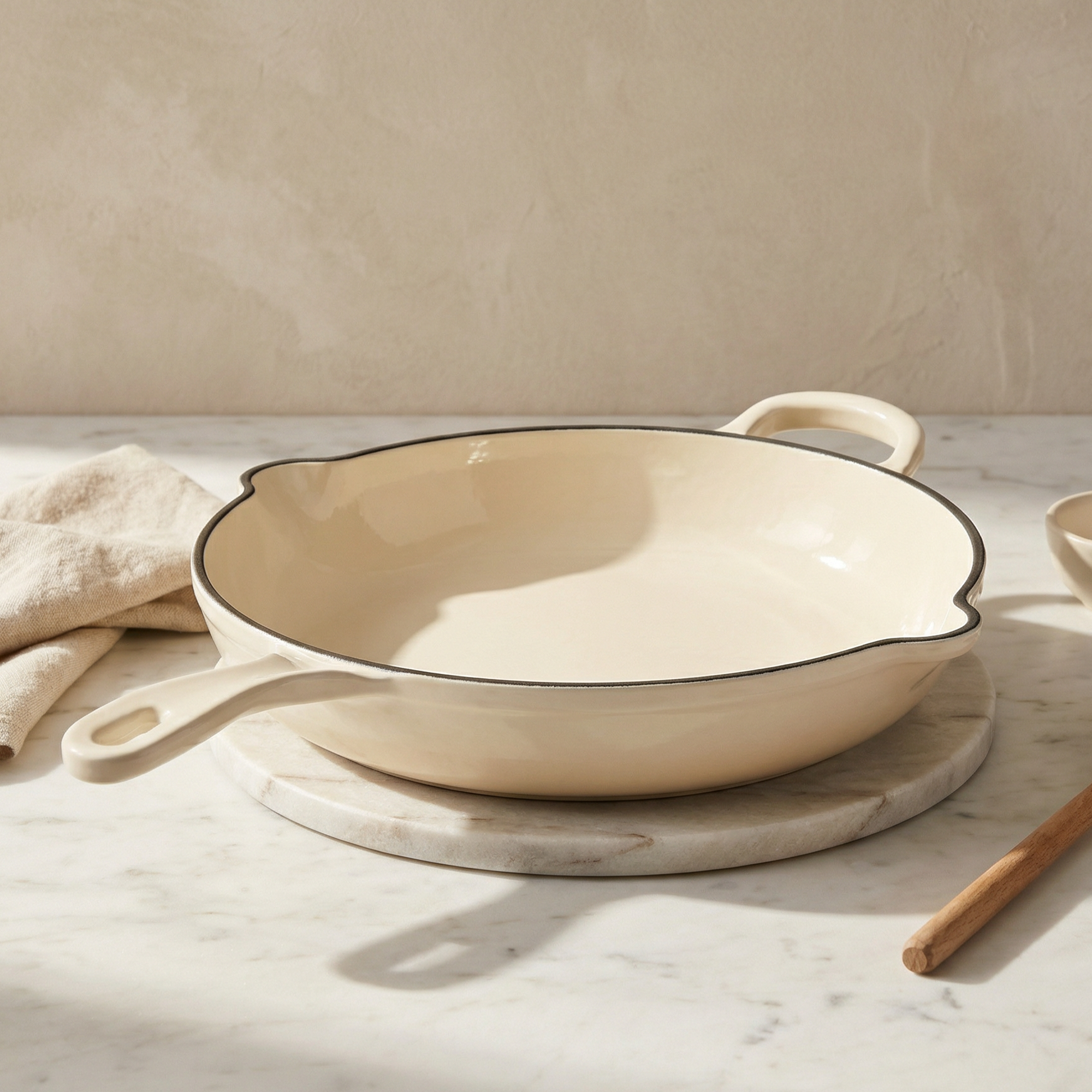 Alpha Enamel Collection 10” Cast Iron Skillet - Stratus White