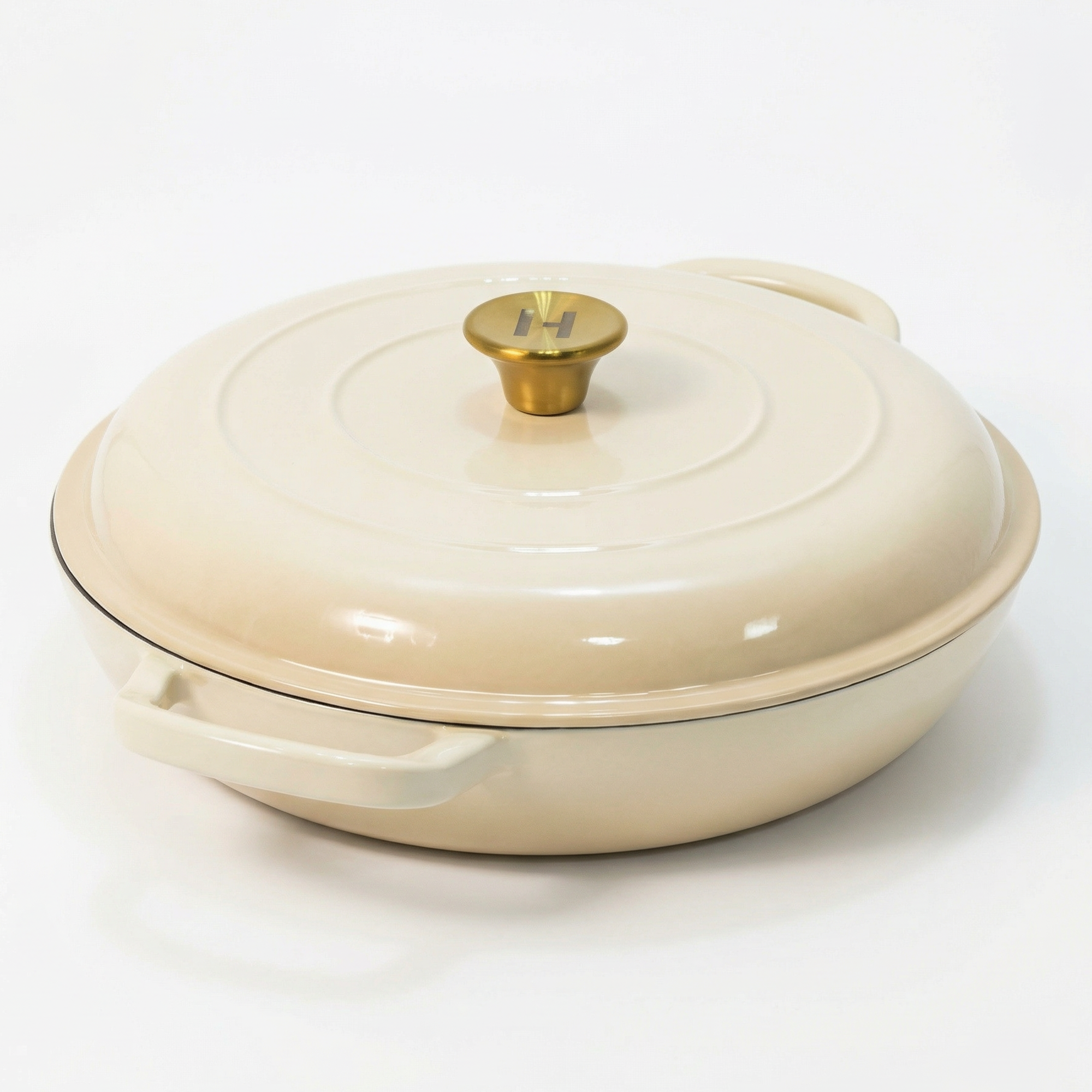 Alpha Enamel Collection 12” Cast Iron Braiser - Stratus White