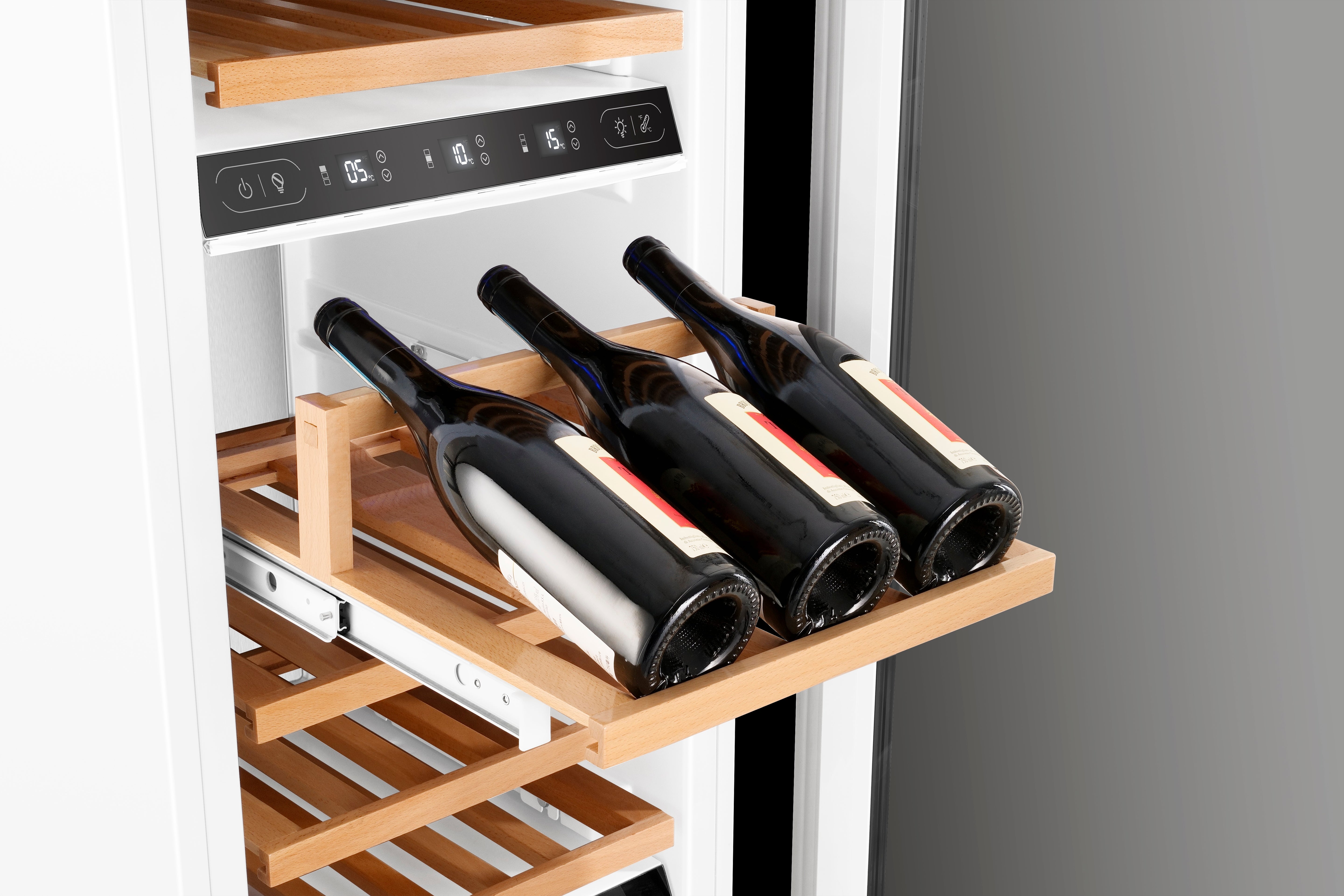 24" Three Zone Built-In Wine Refrigerator Column - Black Stainless Steel